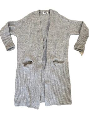 BB Dakota Light Gray Open-Front Longline Cardigan
